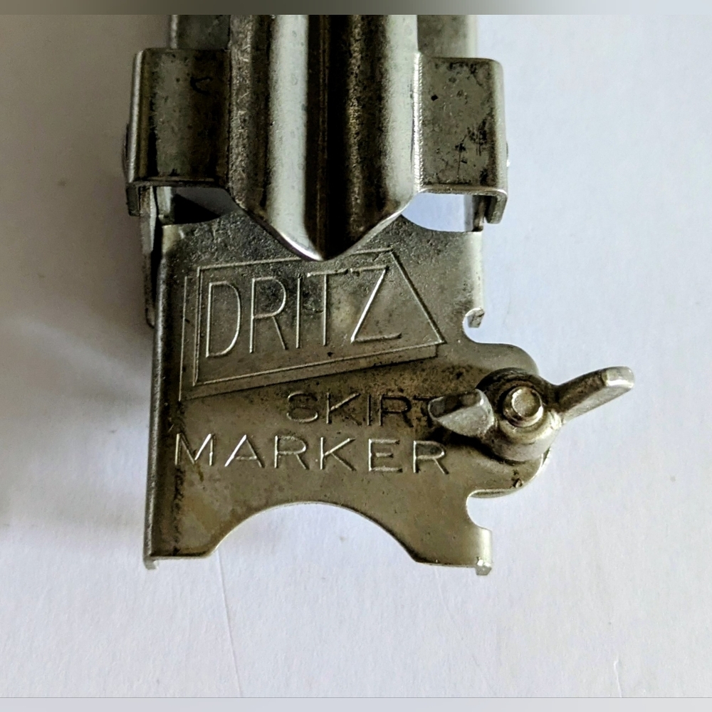 Dritz Silver Skirt Marker Sewing Wood Ruler 25 Inch Hem Marker Metal No Base VTG